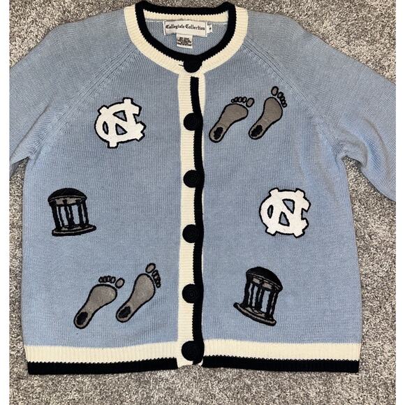 Vintage UNC NORTH CAROLINA TAR HEELS Sweater Collegiate Button Women's 8 - Picture 1 of 10